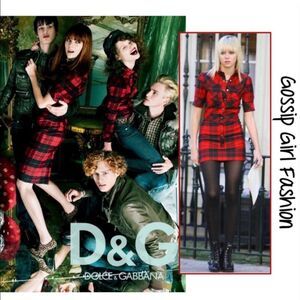 D&G Dolce & Gabbana red and black tartan plaid shirt IT 38/US 2